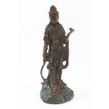 Chinese bronze figure of a standing Daoist deity with traces of polychrome decoration, 23.