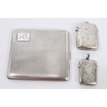 1930s silver cigarette case with engine-turned decoration,