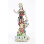18th century Bow porcelain figure of Minerva wearing armour,