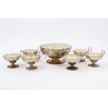 Fine quality contemporary silver fruit set - comprising a large bowl with pierced foliate