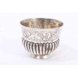Late 19th century Russian silver vodka cup of half-fluted form,