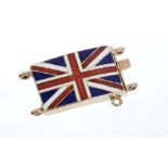 Fine quality antique gold and enamel clasp depicting the Union Jack in red, white and blue enamels,