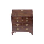 George III mahogany bureau with hinged fall,