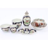 Collection of 18th century Worcester porcelain with polychrome painted exotic birds and insects,