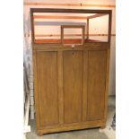 Antique oak ticket booth, the upper section with glazing bars, fitted interior with side door,