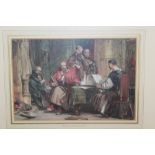 Charles Cattermole (1832 - 1900), watercolour - Monks with clerics in an interior, initialled,