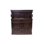 17th century-style carved oak court cupboard,