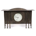 Late 19th / early 20th century Arts & Crafts mantel clock with French movement and lever escapement,