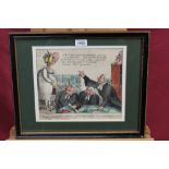 Early 19th century hand-coloured etching - Cross examination of a witness in a case of crim con,