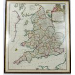 Thomas Kitchin: An Acurate Map of England and Wales - mid-18th century hand-coloured engraving