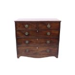 Regency mahogany crossbanded chest with two short over three long graduated drawers,