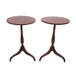 Pair of mahogany and boxwood strung wine tables,