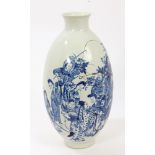 19th century Chinese blue and white ovoid vase with slightly flared neck and painted figure