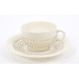 Victorian Royal Worcester reticulated cup and saucer - left in the white,