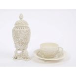 Victorian, possibly Worcester porcelain vase and cover - left in the white,