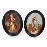 Fine pair 19th century Minton porcelain oval plaques finely painted with portraits of Elizabeth