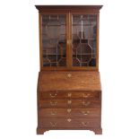 George III mahogany bureau bookcase,