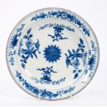 18th century Derby blue and white plate painted in the Chinese floral taste, circa 1785,