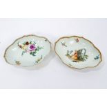 19th century Meissen porcelain petal-shaped dish finely painted with romantic scene and floral