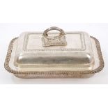 1920s silver entrée dish of rectangular form,
