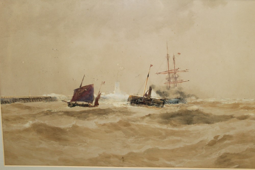 Thomas Bush Hardy (1842 - 1897), watercolour - paddle steamer and shipping in the harbour, - Image 2 of 3