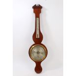 19th century banjo barometer with 8 inch silvered dial, signed 'Josh Somalvico & Co.