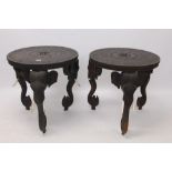 Pair of late 19th century Indian carved hardwood occasional tables,