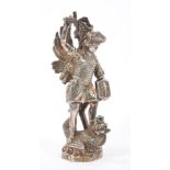 Novelty silver plated model of Saint George and the Dragon, possibly a car bonnet ornament,