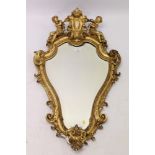 Good quality 19th century Continental giltwood and gesso framed wall mirror,