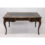 Fine early 19th century French ebony and marquetry inlaid and ormolu mounted bureau plat,