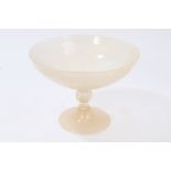 Fine Venetian glass pedestal bowl with gilt and opaque latticework decoration, fluted ball knop,