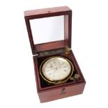 Fine quality early 20th century Scottish marine chronometer with silvered dial with Roman numerals,