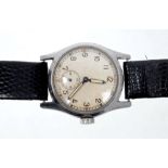 1940s Military ATP wristwatch with circular dial, Arabic numerals and subsidiary seconds,