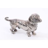 Early 20th century silver plate finely modelled figure of a Dachshund,