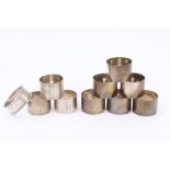 Set of six 1920s silver napkin rings with engraved initials (Sheffield 1924 / 1925),