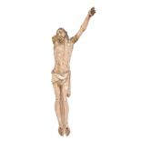 Antique carved and painted ivory figure of Christ for the Crucifixion,