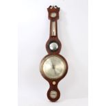 19th century banjo barometer with 8 inch silvered dial, separate hygrometer,