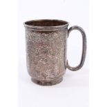 Edwardian silver christening mug of cylindrical form,