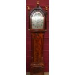 George III longcase clock with five-pillar eight day movement, rack striking and anchor escapement,