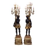 Decorative pair of Venetian-style Blackamoor standard lamps,