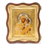 Good 19th century Russian Icon depicting 'The Mother and Child',