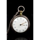Unusual George III silver pair cased pocket watch, the fusee movement with verge escapement,