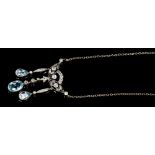 Edwardian-style aquamarine and diamond pendant necklace,