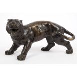Japanese Meiji period bronze tiger - seal mark to underside,