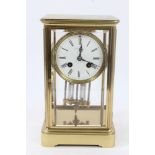 Fine quality 19th century four-glass mantel clock with eight day French movement striking on a bell,