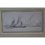 Edward William Cooke (1811 - 1880), pencil - Opposite Greenwich, inscribed, in glazed frame.