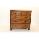 Early Victorian mahogany bow front chest of drawers,