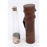 Edwardian James Dixon & Sons silver plated mounted glass saddle flask with cup,