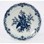 18th century Worcester Pinecone pattern plate, circa 1770 - blue crescent mark,
