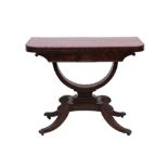 George IV mahogany and rosewood crossbanded card table,